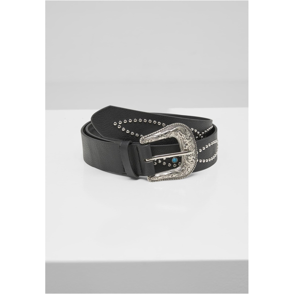 Urban Classics - Synthetic Leather Western Rivet Ceinture - Noir